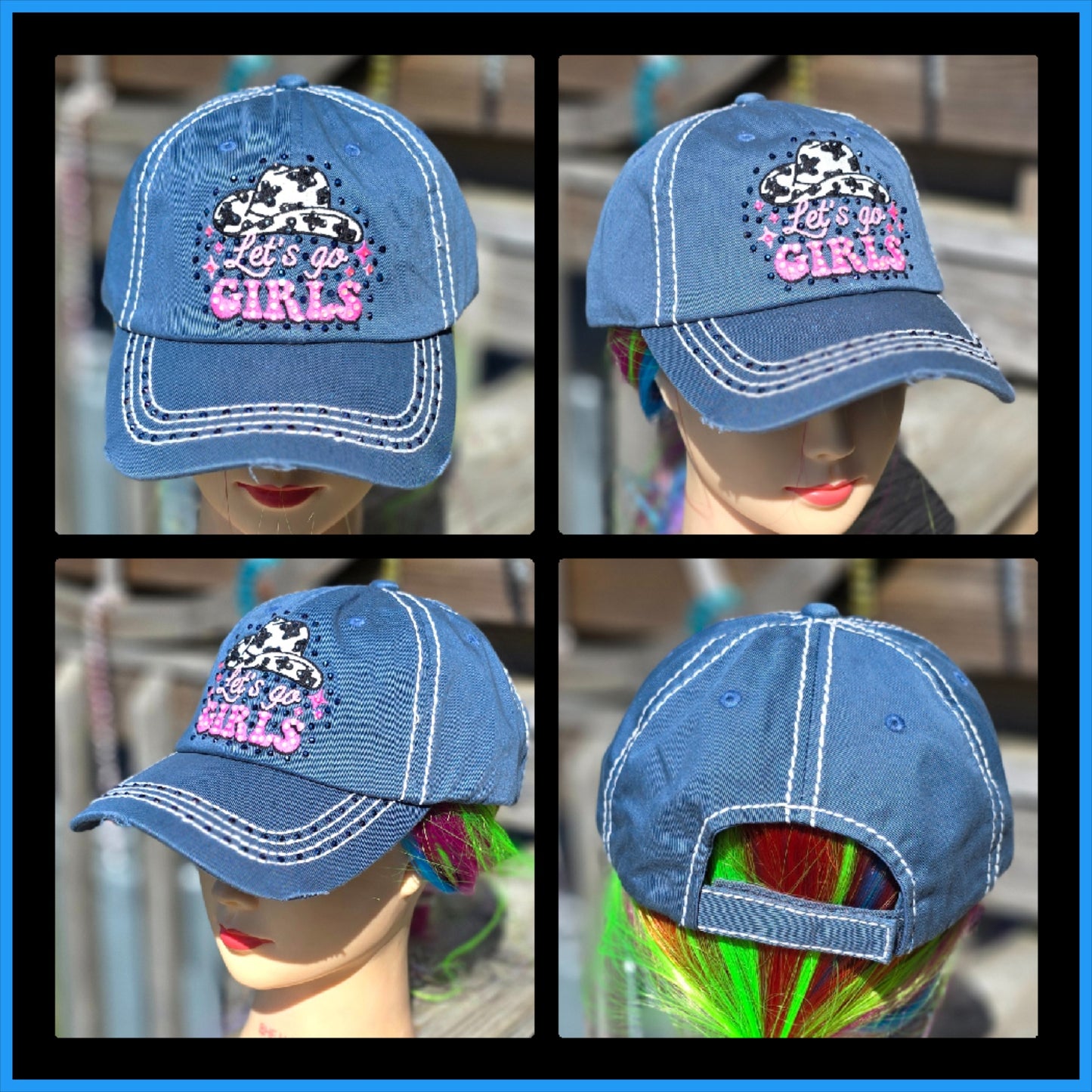 Blue Lets Go Girls BLING Hat