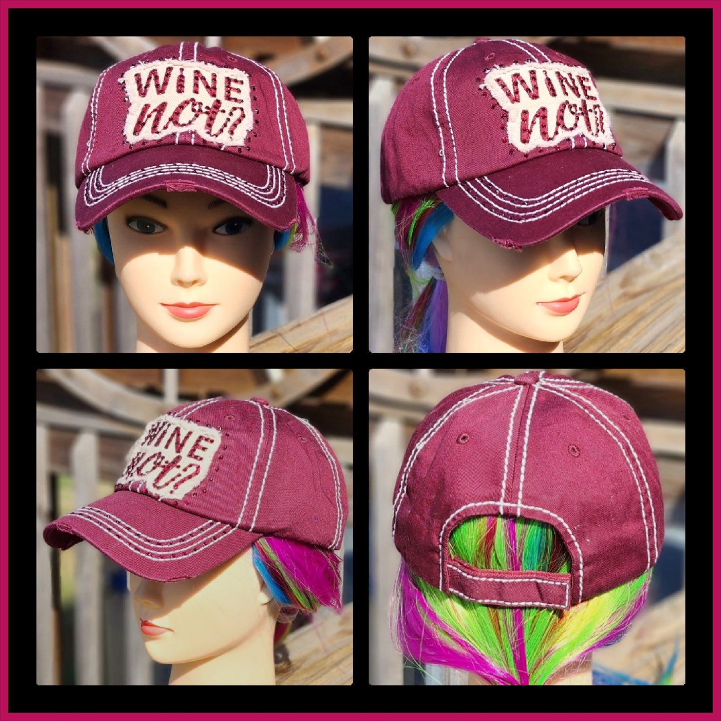 Burgundy Wine Not BLING Hat