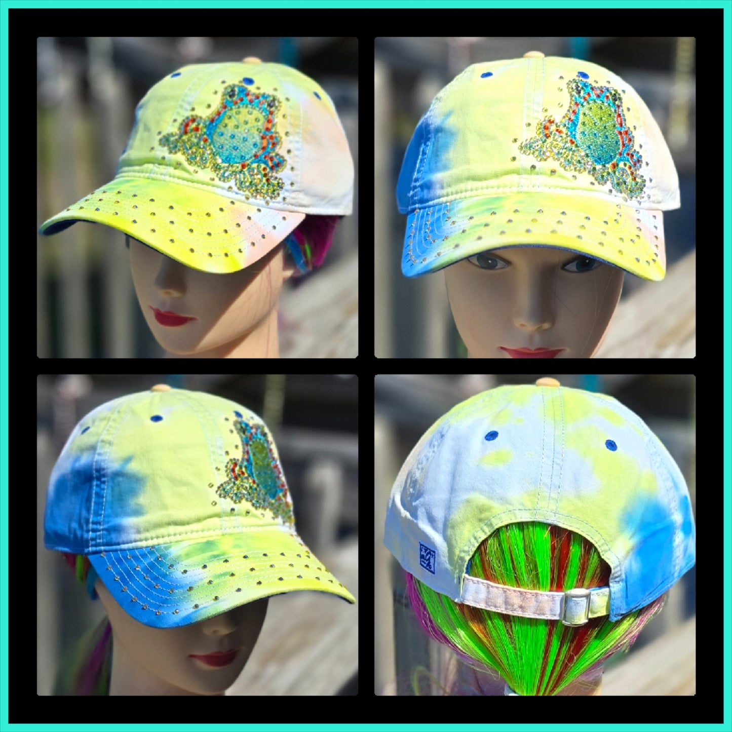 Tye Dye Frog BLING Hat