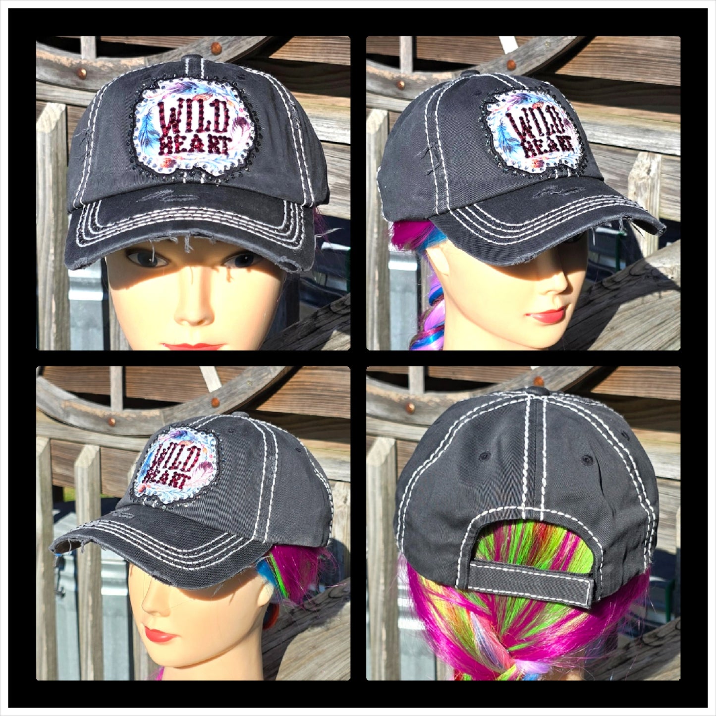 Black Wild Heart BLING Hat