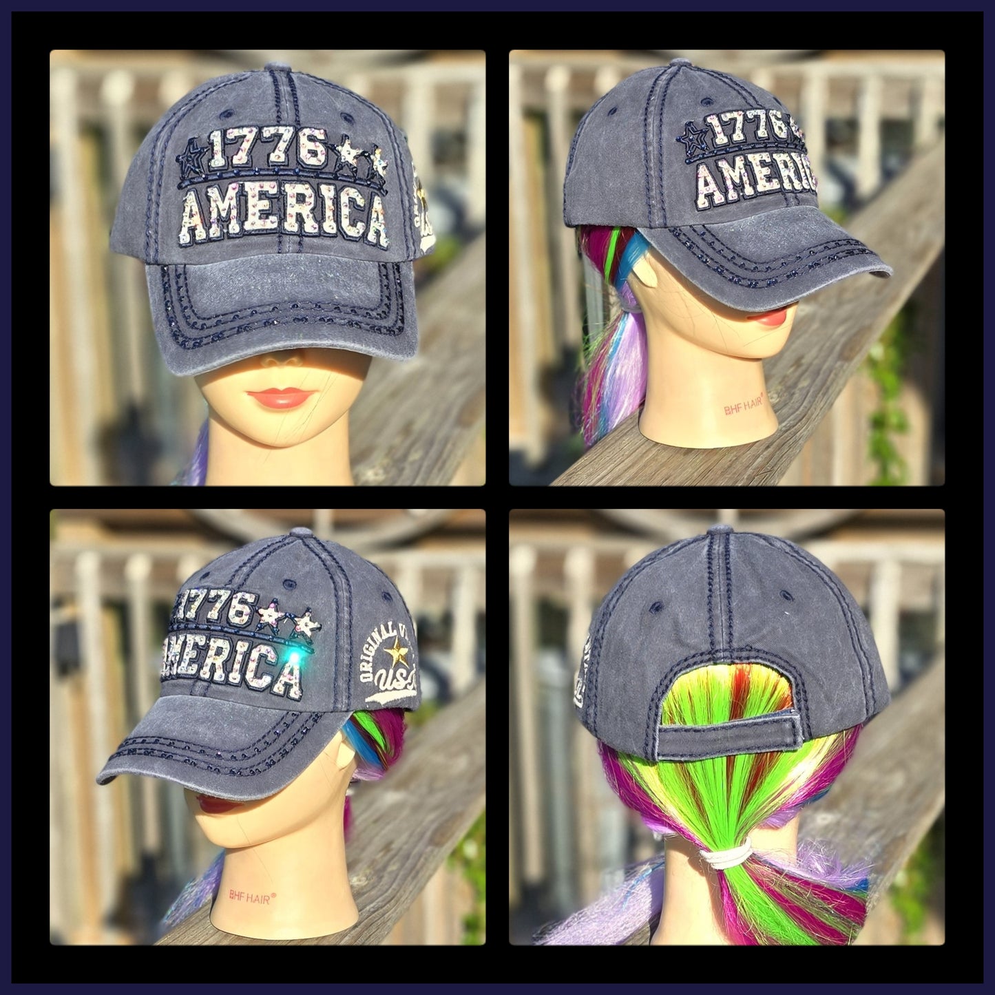 Navy Blue 1776 America BLING Hat
