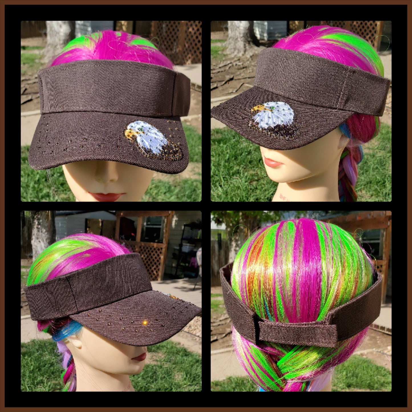 Brown Bald Eagle BLING Sun Visor