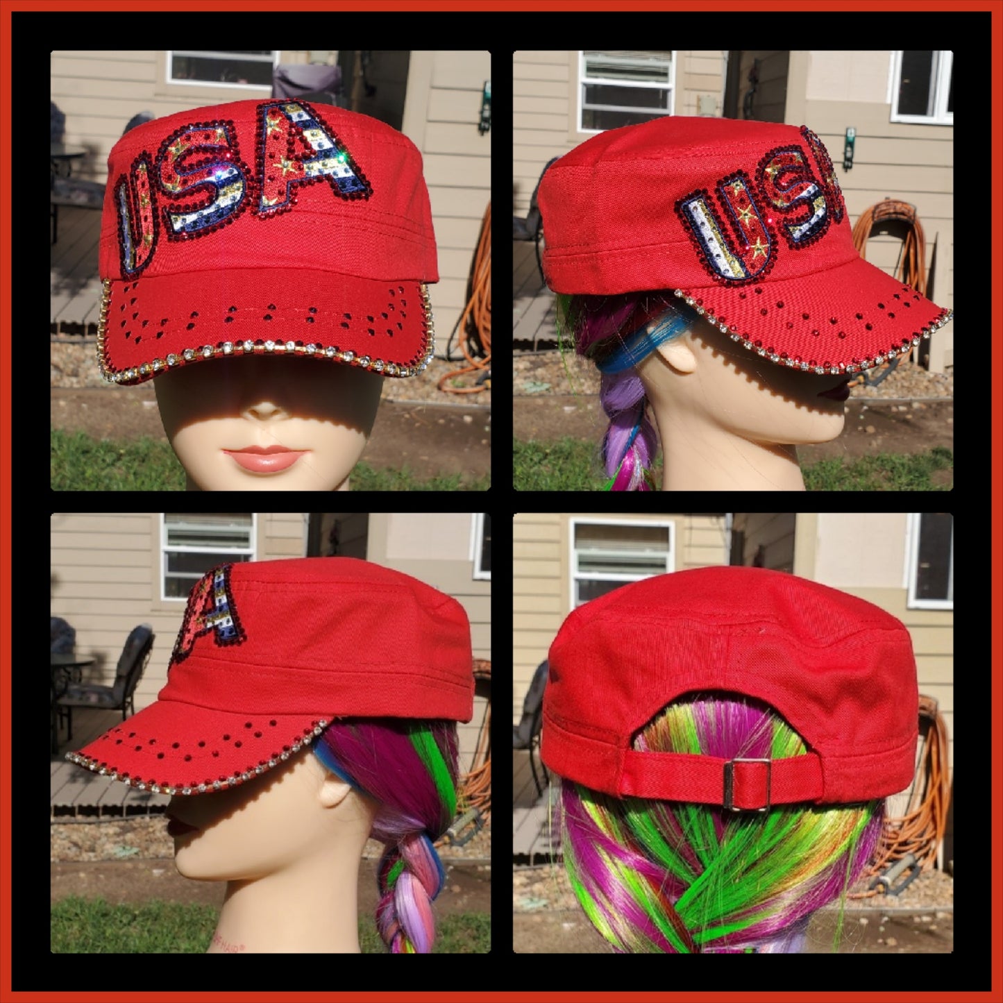 Red USA BLING Hat