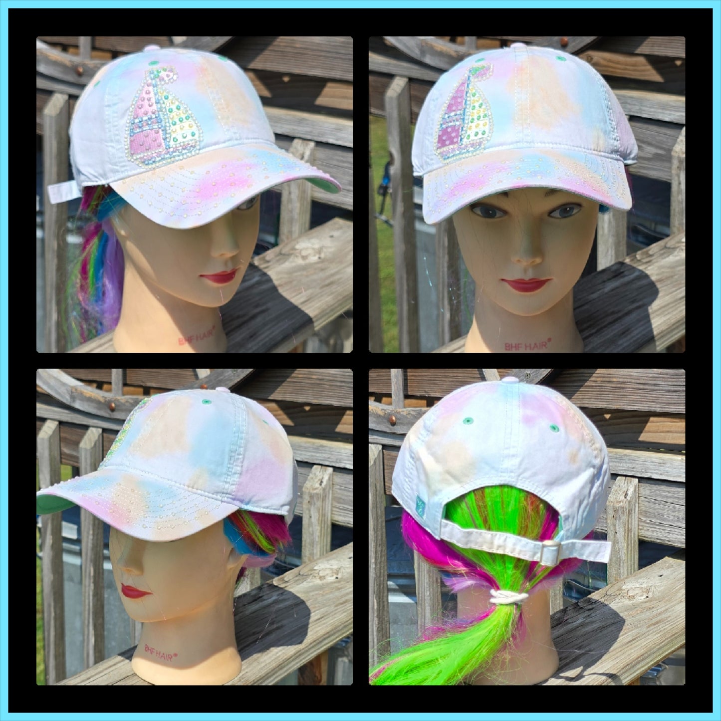 Pastel Tye Dye sailboat BLING Hat