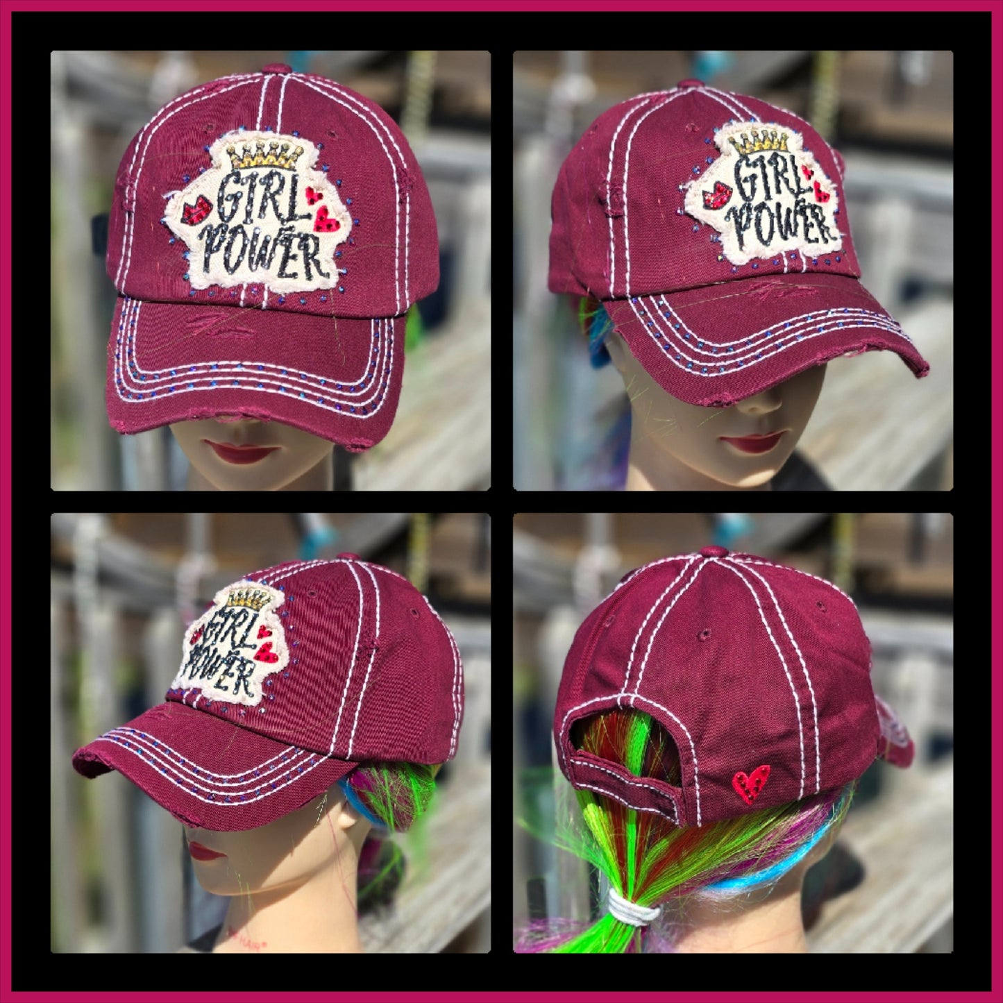 Burgundy Girl Power BLING Hat