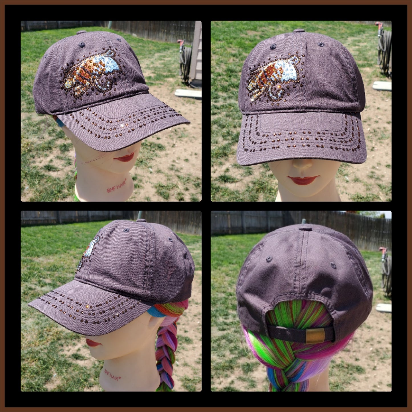 Ladies Brown Fishing Fly BLING Hat