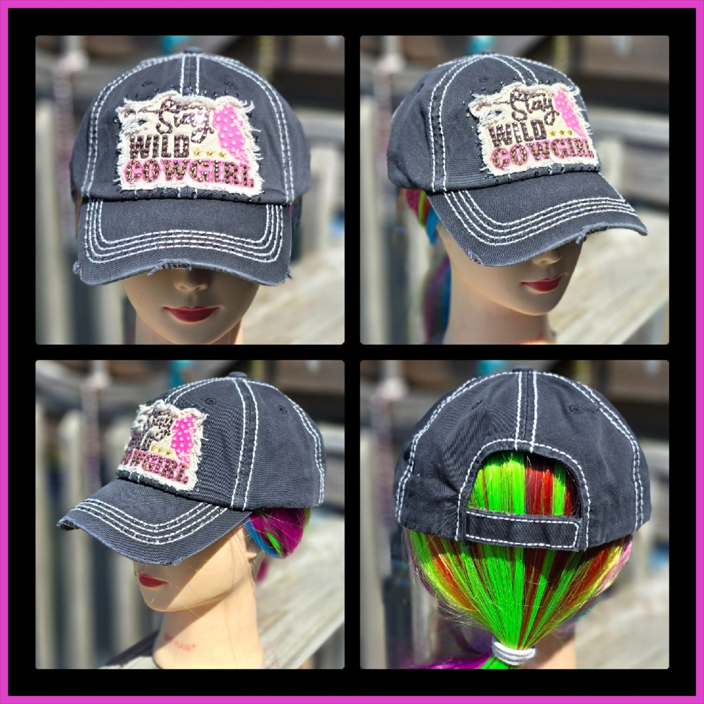 Ladies Black Stay Wild Cowgirl BLING Hat
