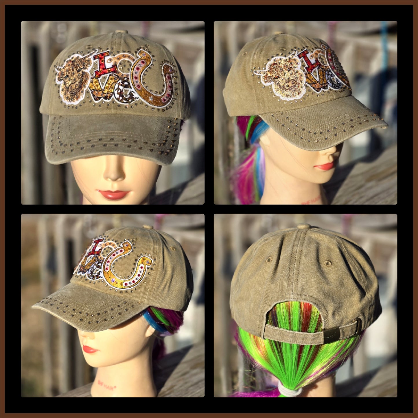 Tan Western Cowboy Love BLING Hat