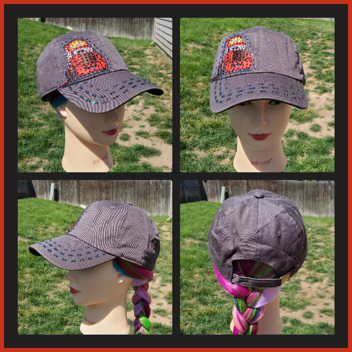 Gray Cars Semi Truck BLING Hat