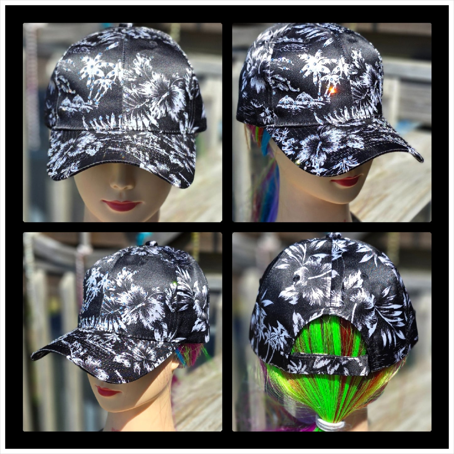 Black & White Hawaiian BLING Hat