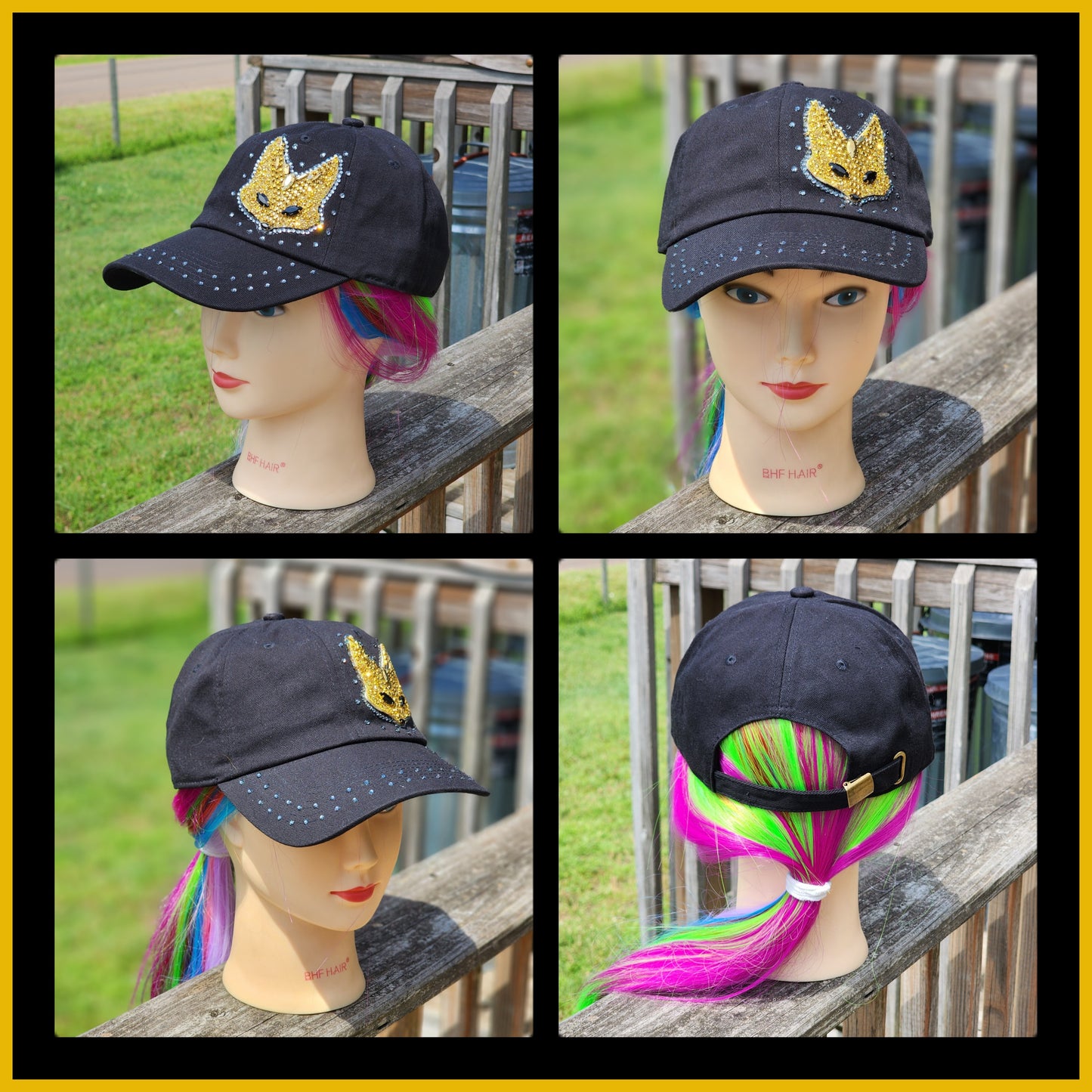 Black & Gold Fox BLING Hat
