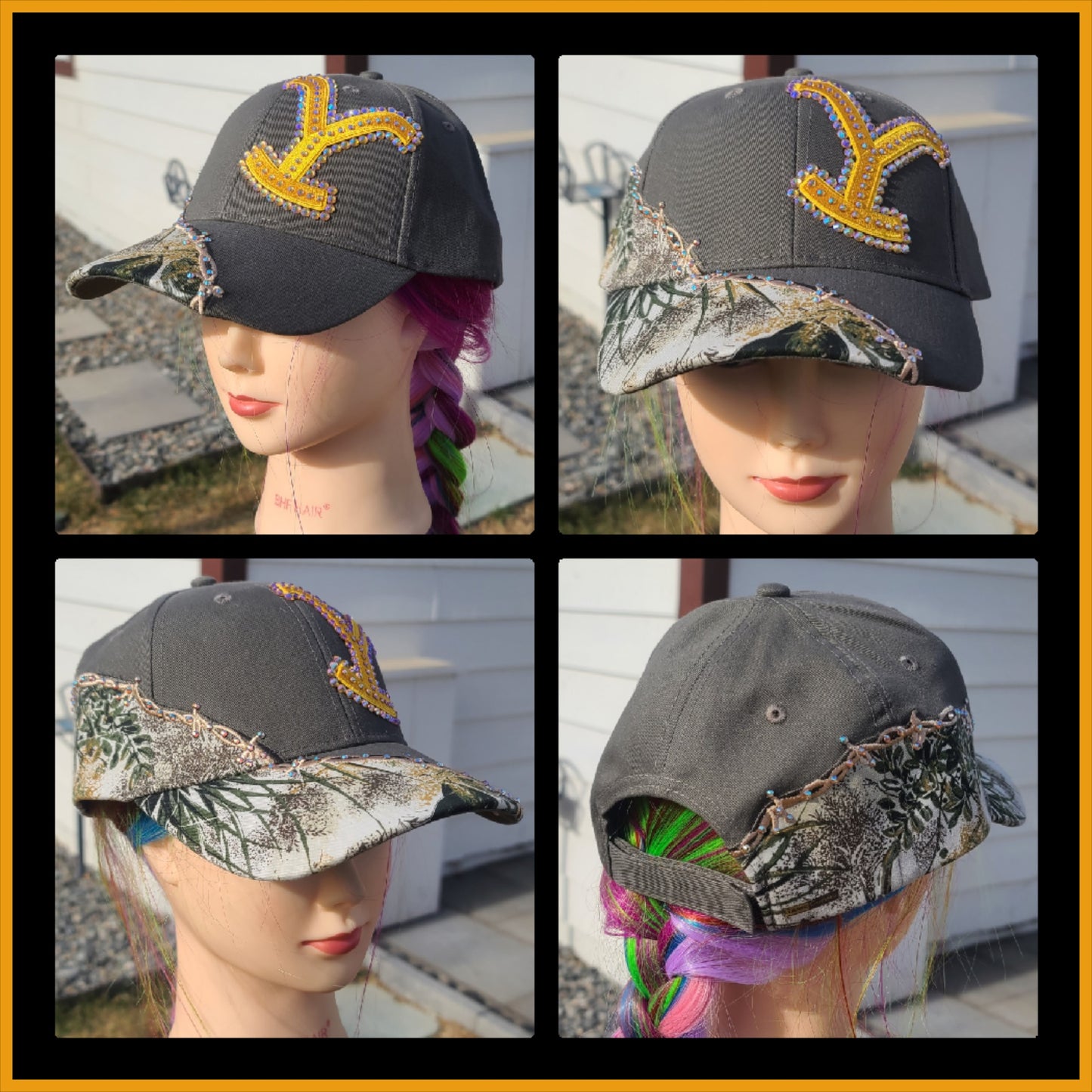 Olive Green & Camo Y BLING Hat
