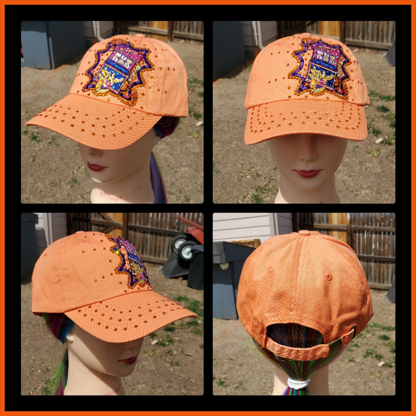 Orange Slot Machine Gambling BLING Hat