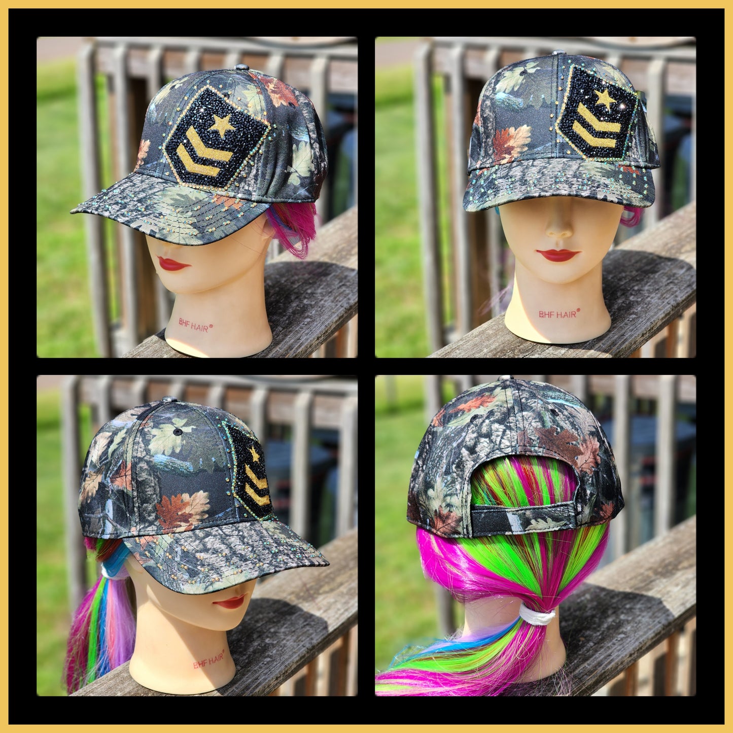 Camo Military Ranks BLING Hat
