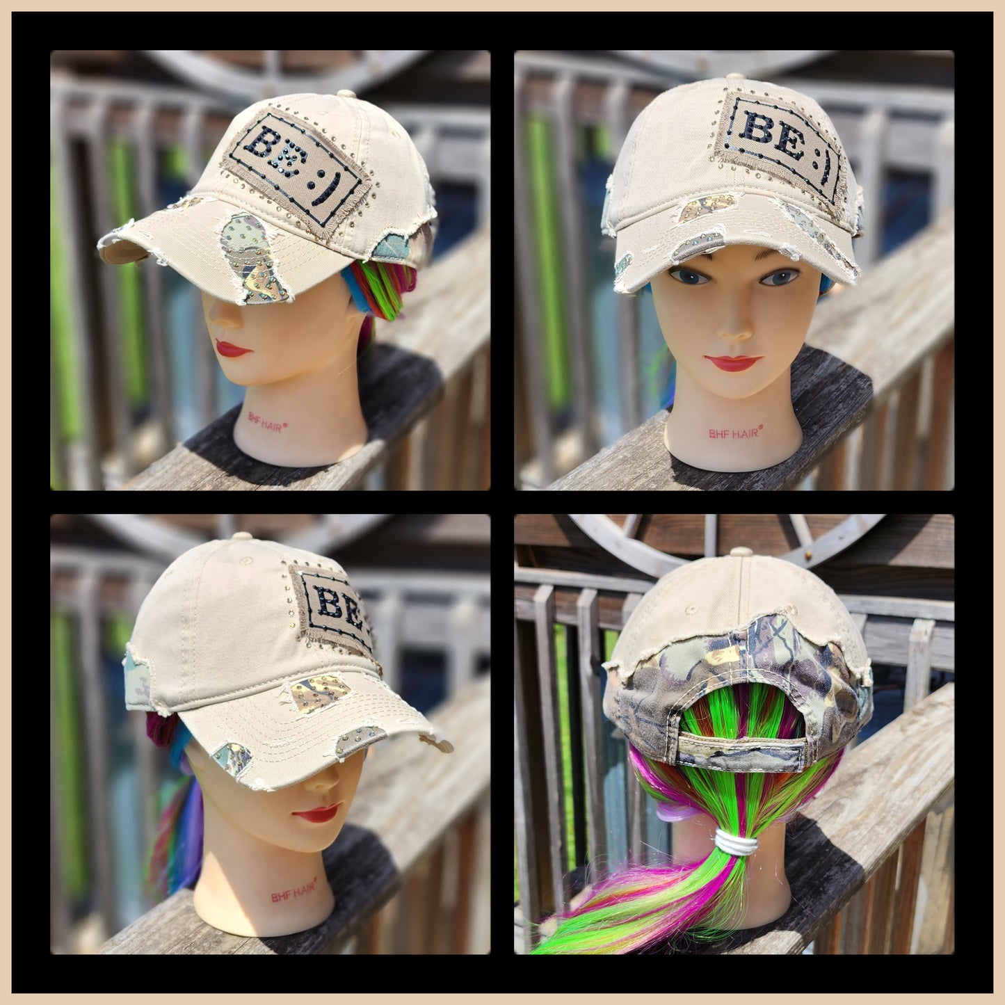 Khaki & Camo Be Happy BLING Hat