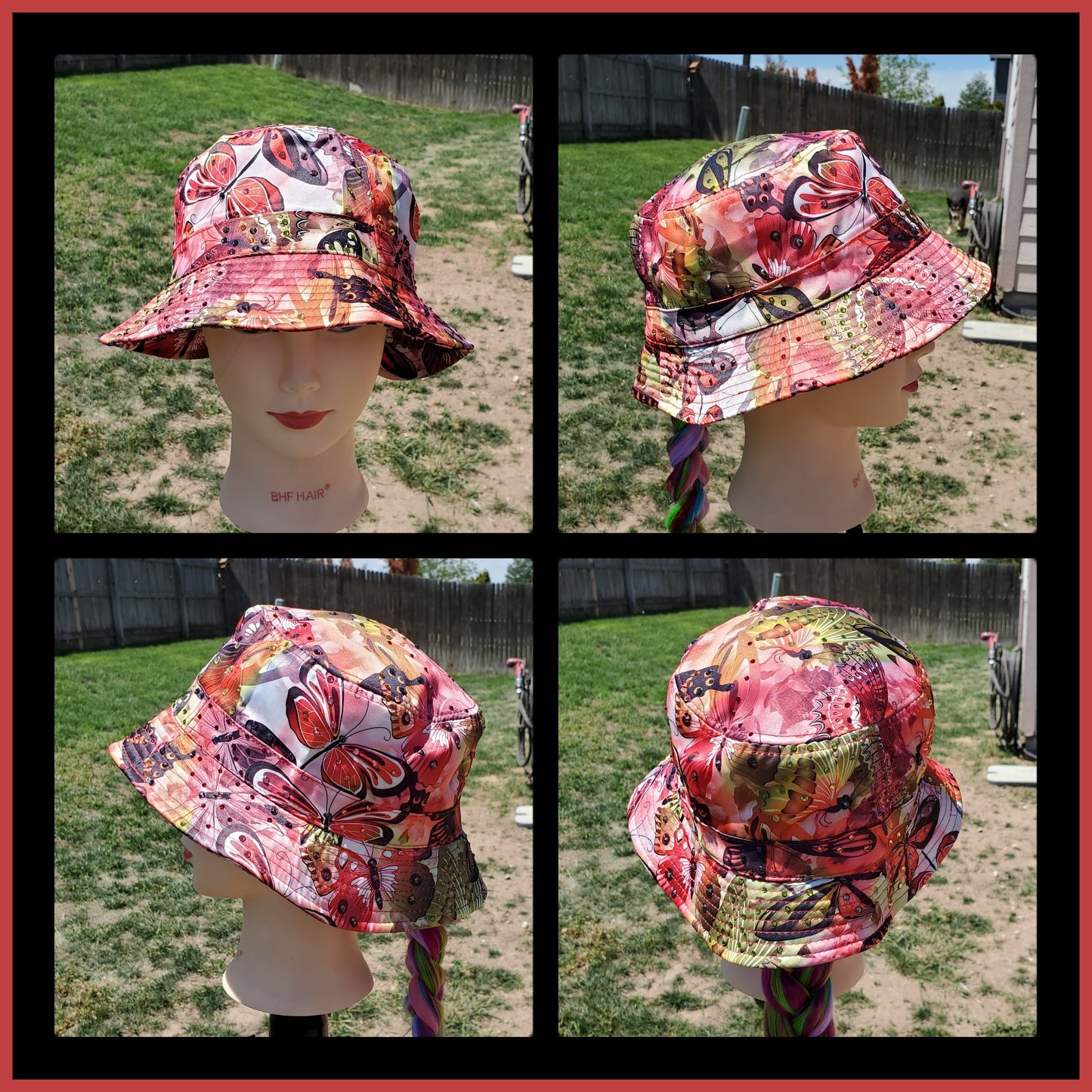 Coral Dragonfly BLING Bucket Hat