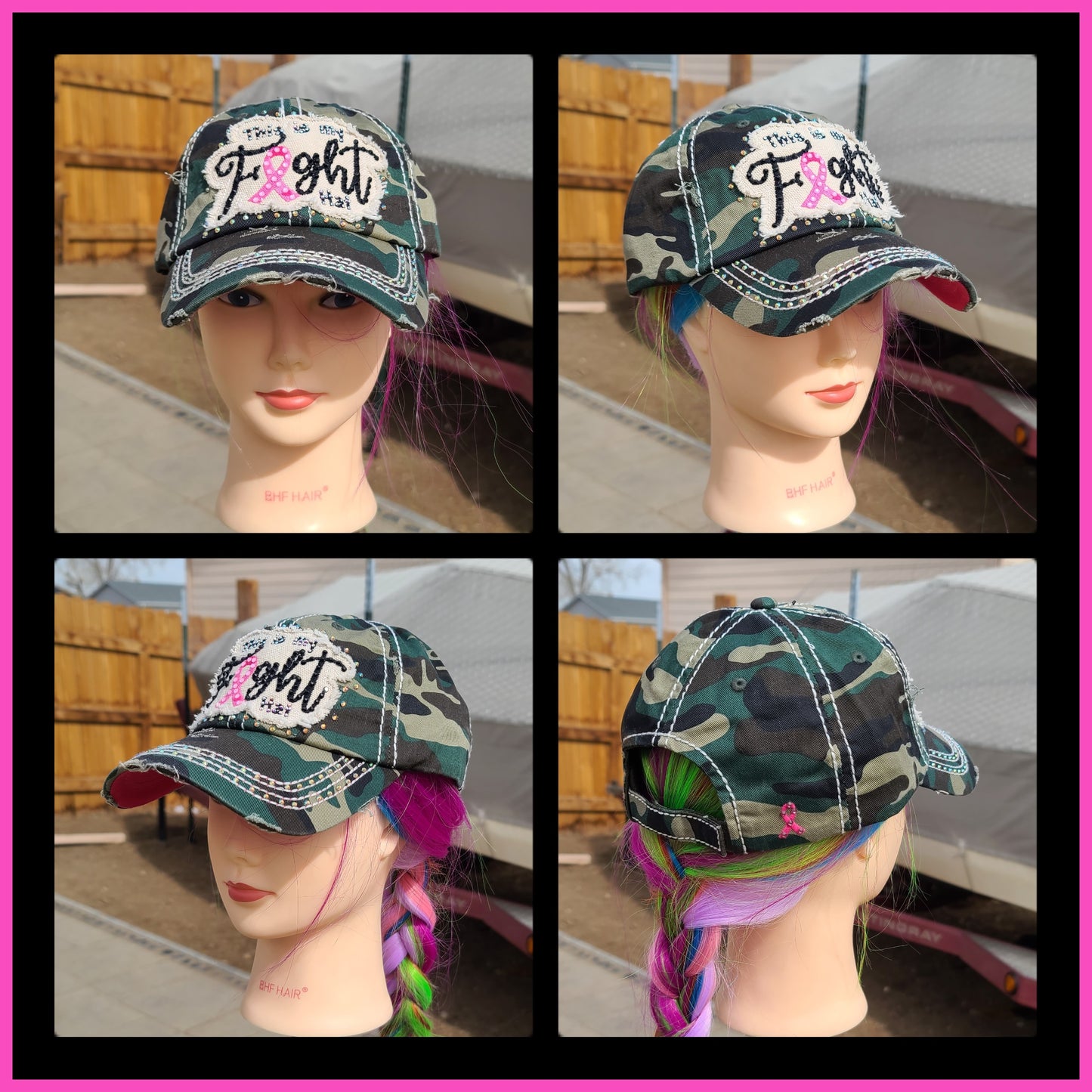 Camo This Is My Fight Breast Cancer BLING Hat
