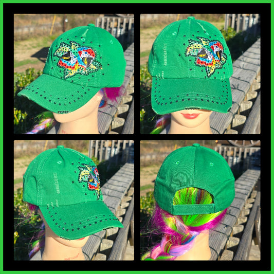 Green Toucan Birds BLING Hat