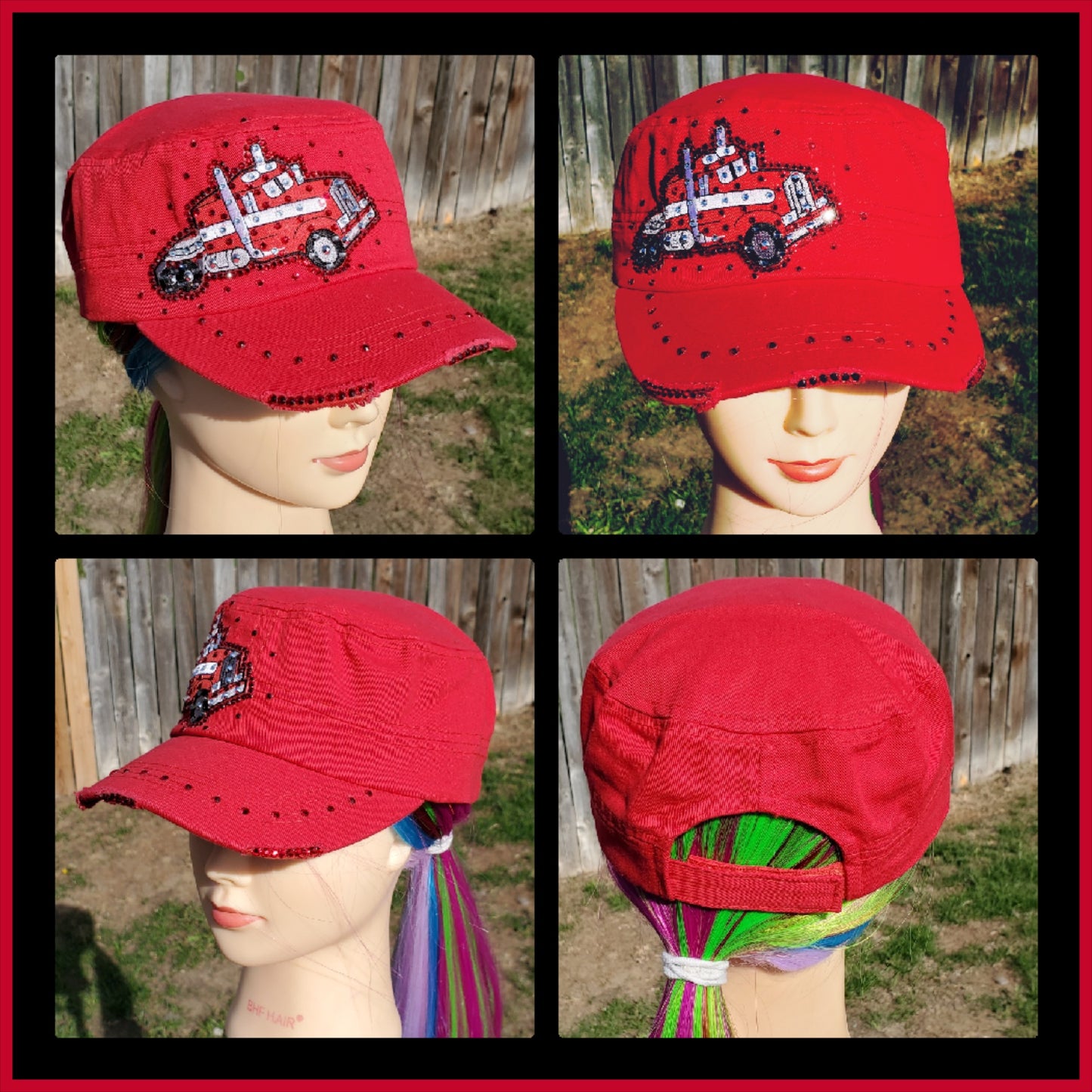 Red Semi Truck BLING Hat