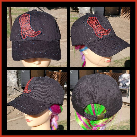 Black & Red Blaze Your Own Trail BLING Hat