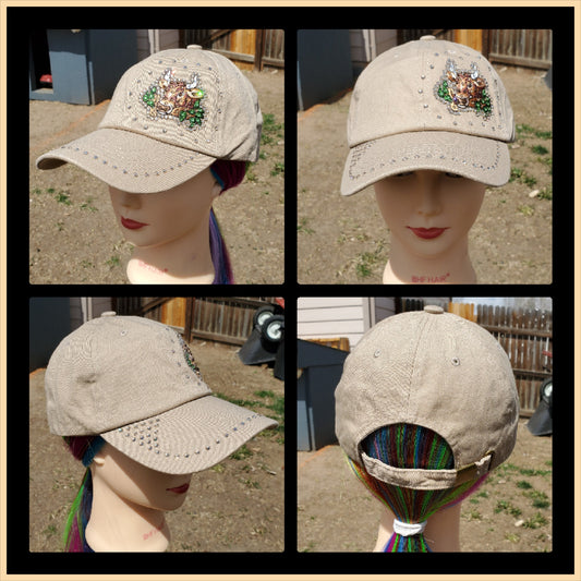 Khaki Cow BLING Hat
