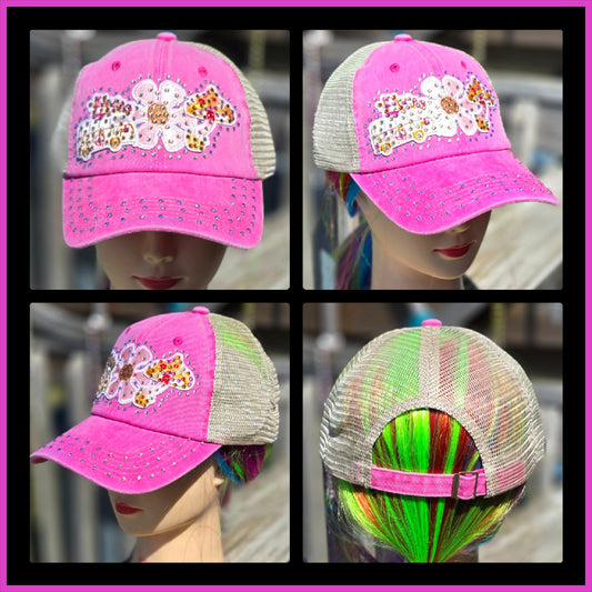 Pink Van, Flower & Mushroom BLING Hat