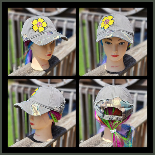 Green & Camo Flower BLING Hat