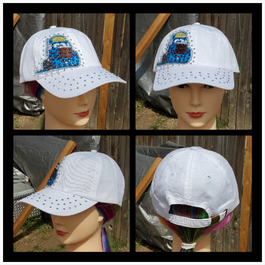 White CARS Semi truck BLING Hat