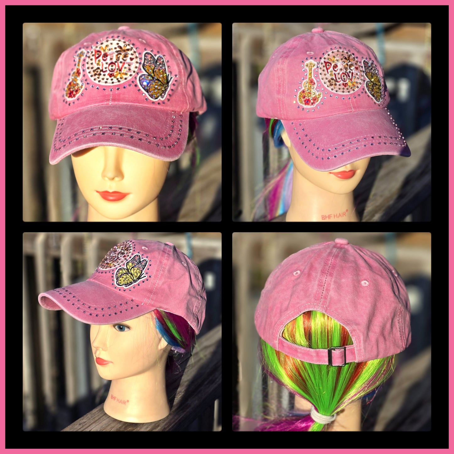Pink Peace & Love BLING Hat