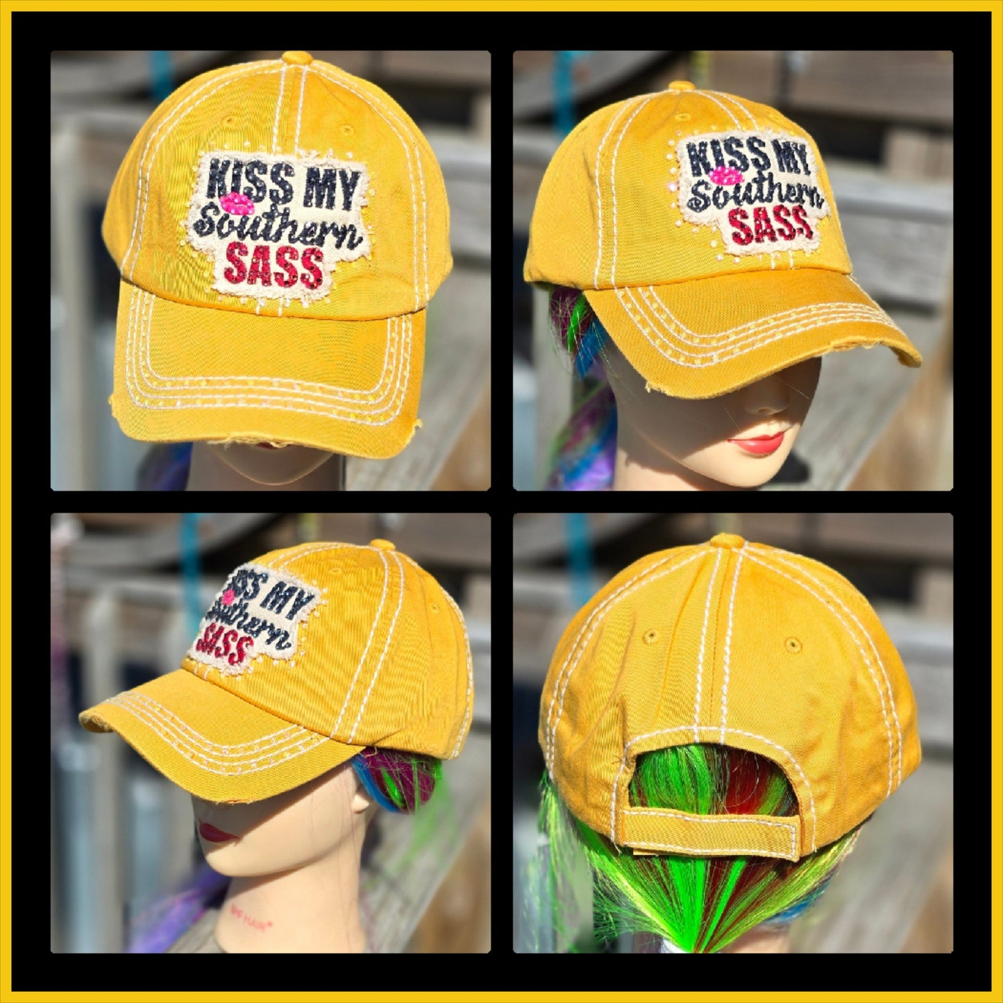Yellow Kiss My Southern Sass BLING Hat