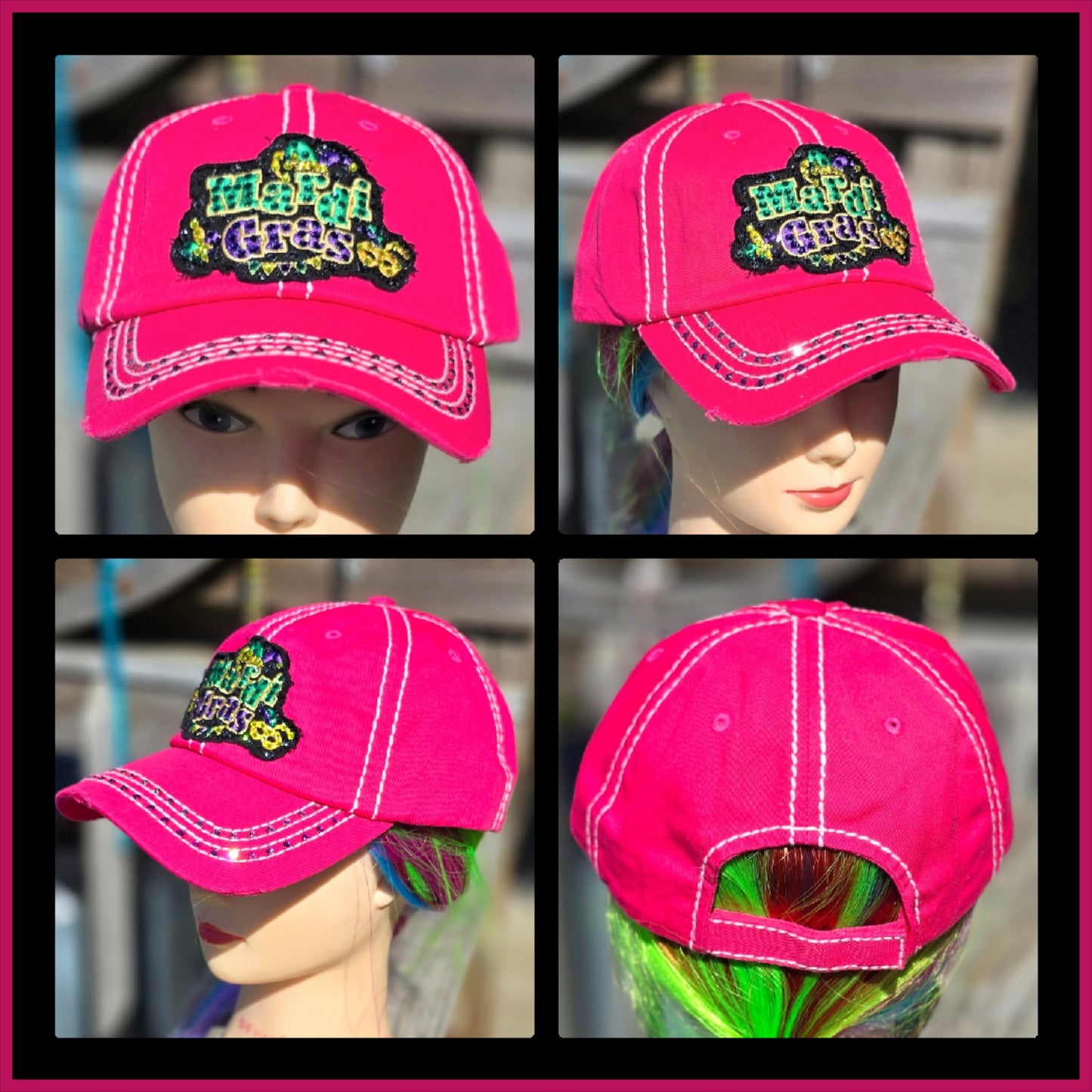 Fuchsia Mardi Gras BLING Hat