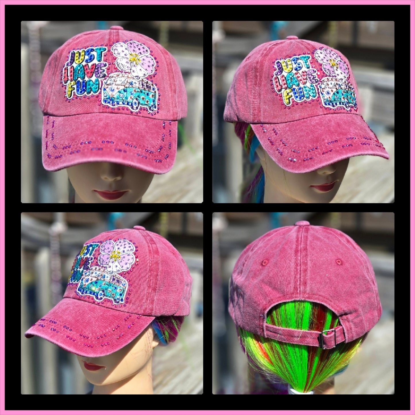 Burgundy Washed Just Have Fun BLING Hat
