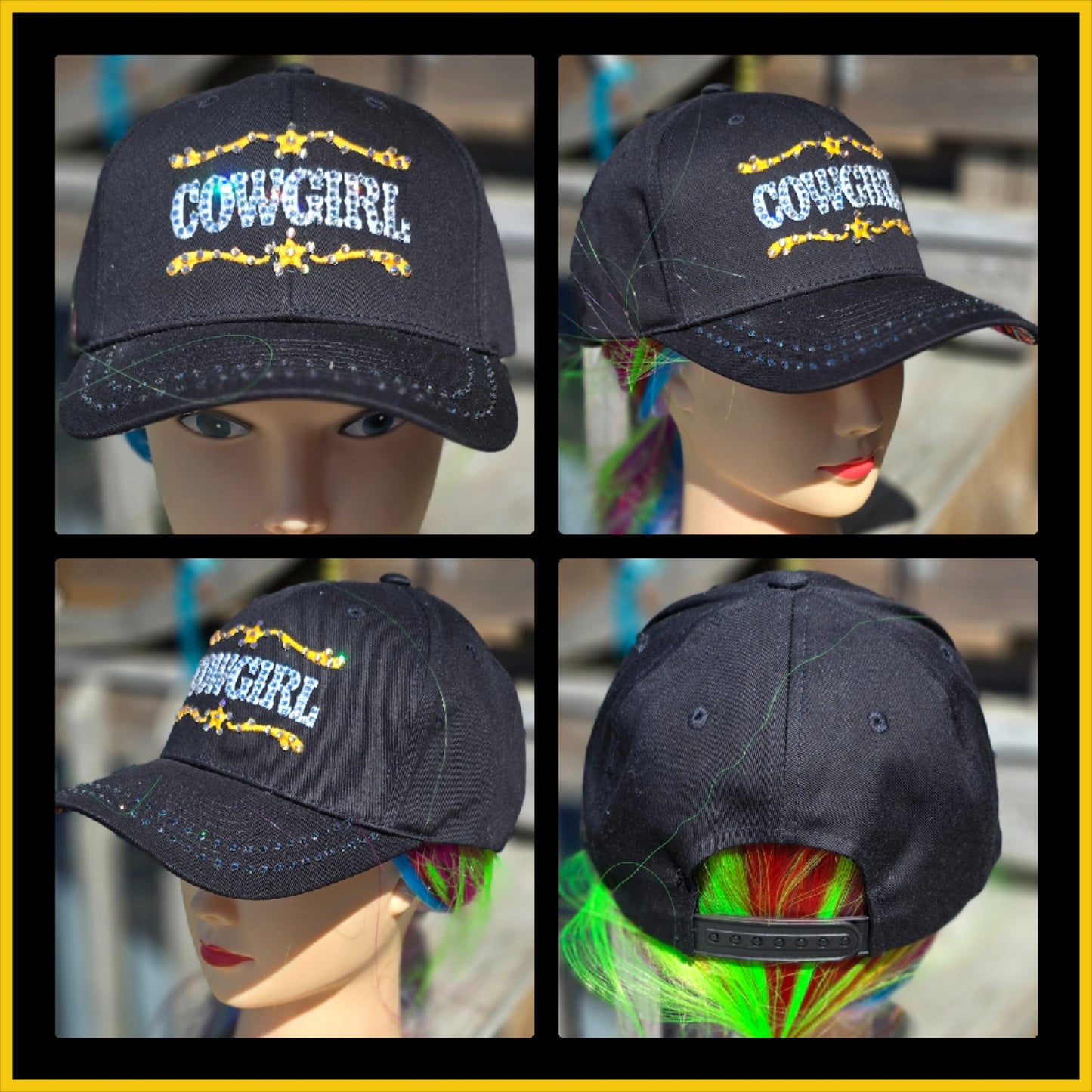 Black & Gold "Cowgirl" BLING Hat