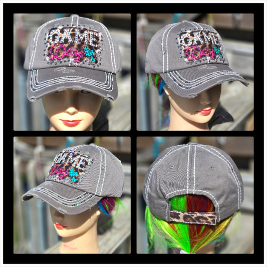 Gray Game Day BLING Hat