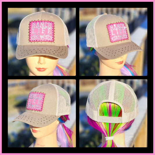 Khaki & Pink Ranch Life BLING Hat