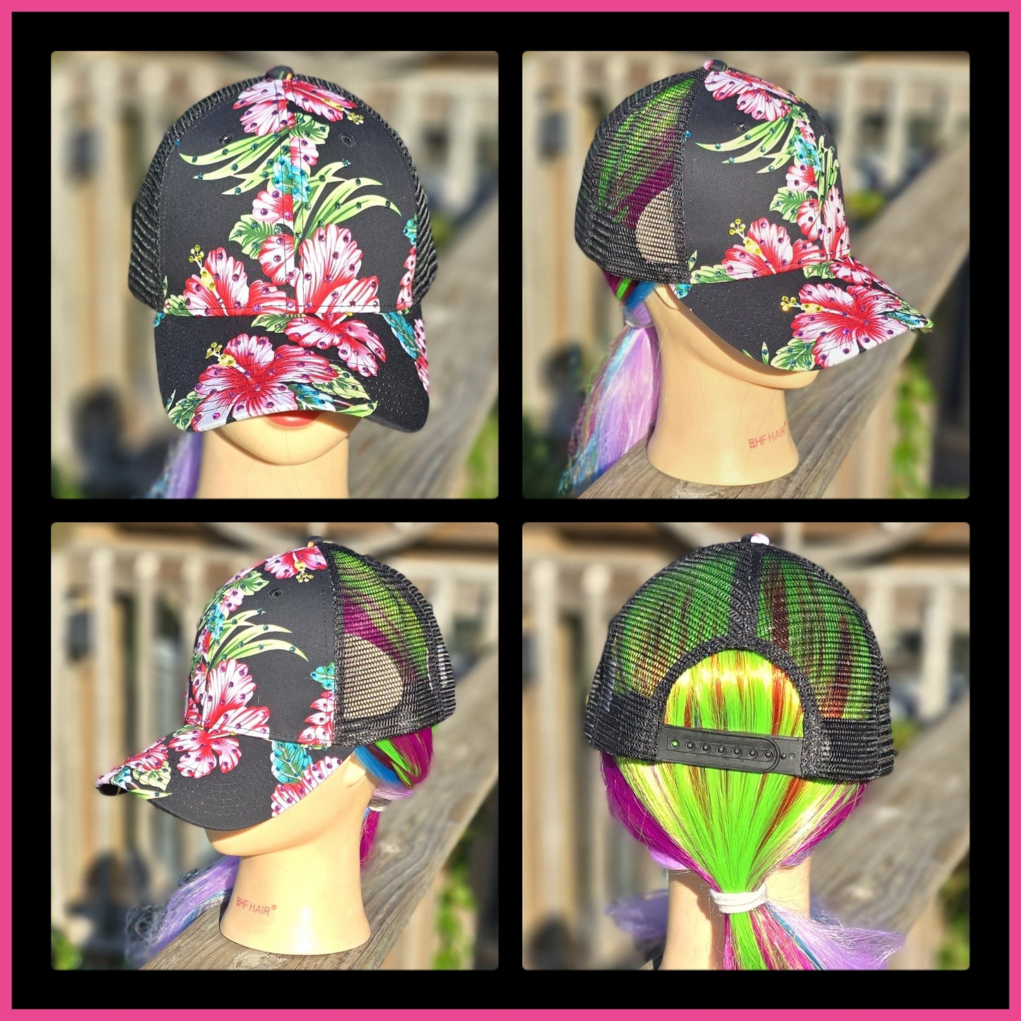 Ladies Black Hawaiian BLING Hat