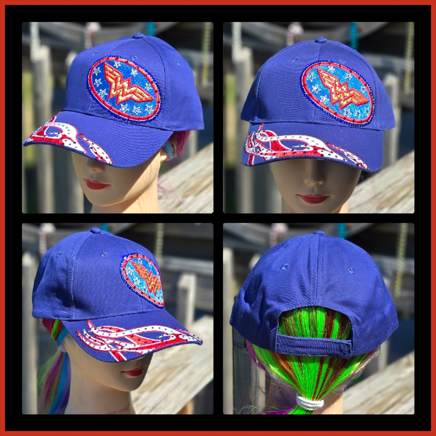 Ladies Blue Wonder Woman BLING Hat
