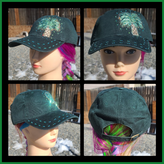 Forest Geen Palm Tree BLING Hat