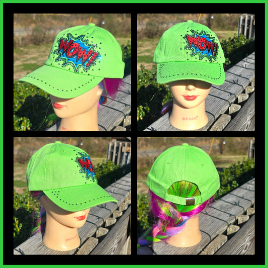 Green WOW BLING Hat