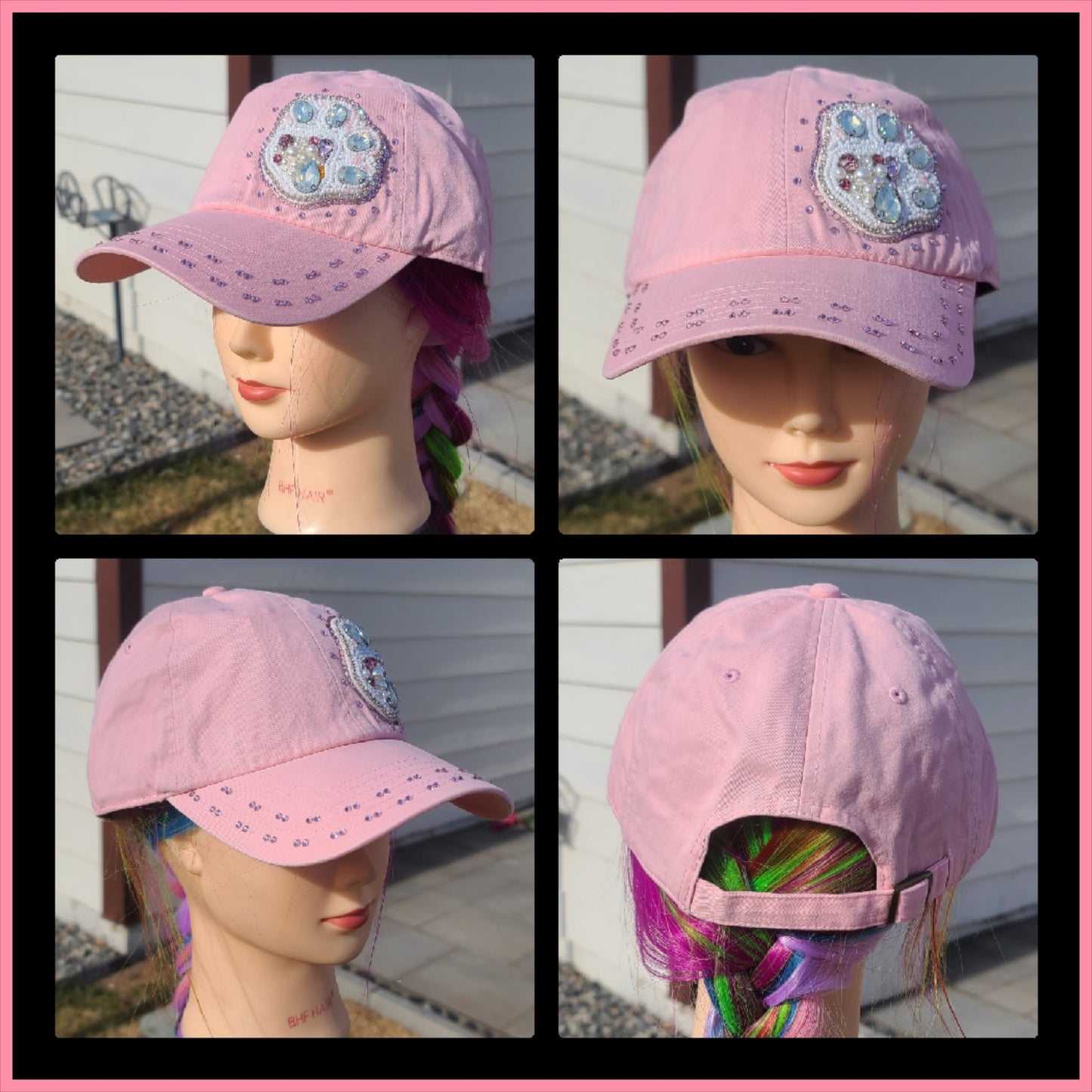Pink Beaded Paw Print BLING Hat