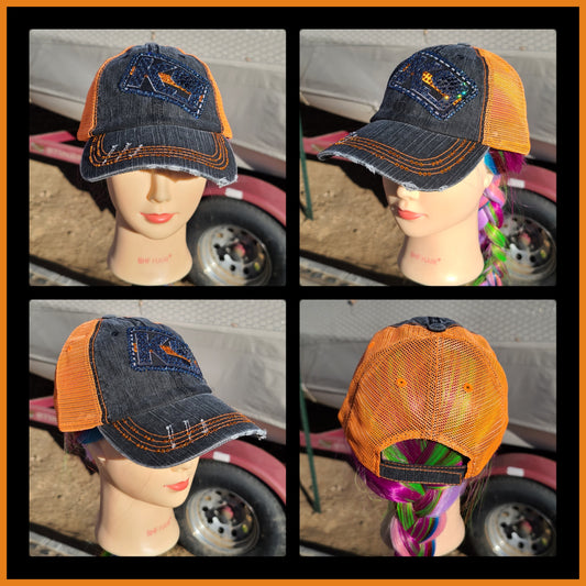 Charcoal Gray & Orange K9 BLING Hat