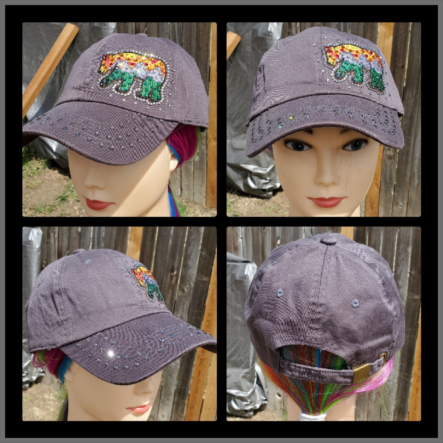 Gray 3 Sisters Bear BLING Hat