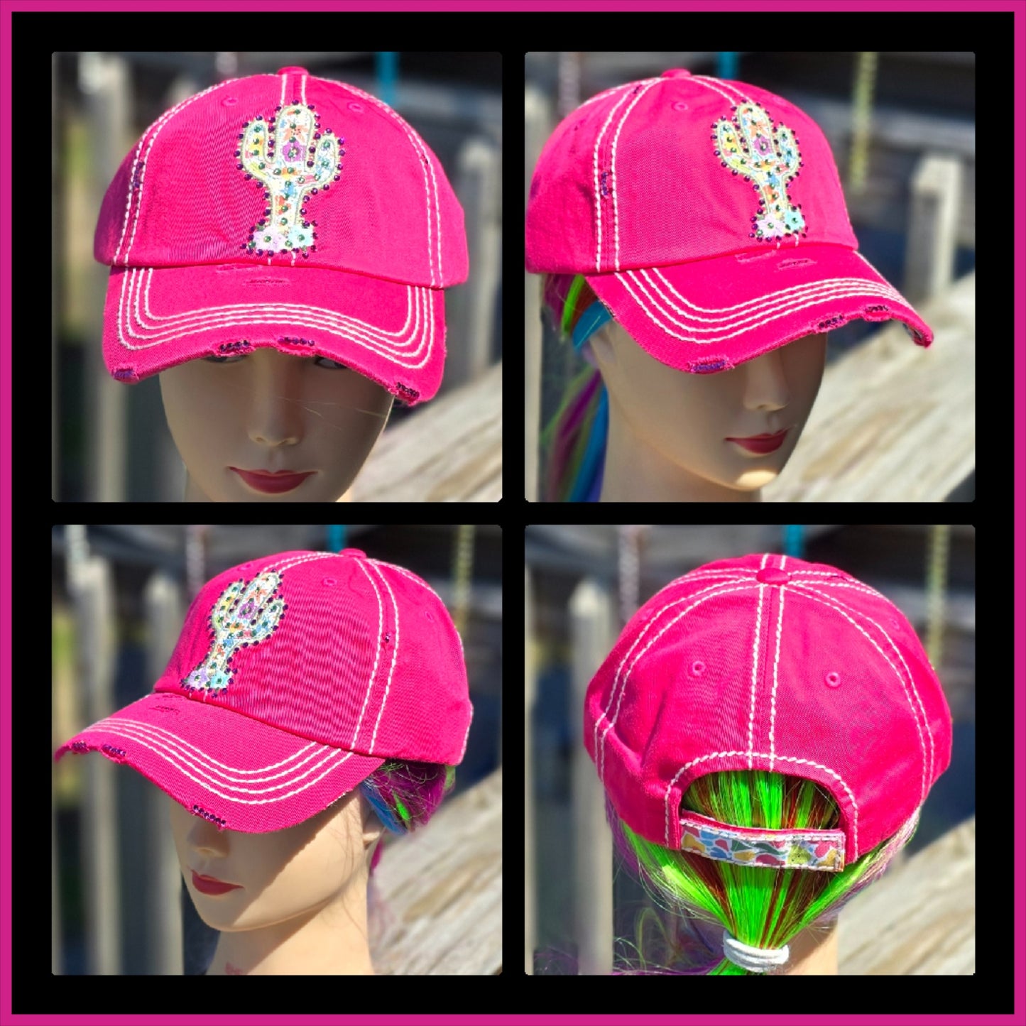 Fuchsia Pink Cactus BLING Hat