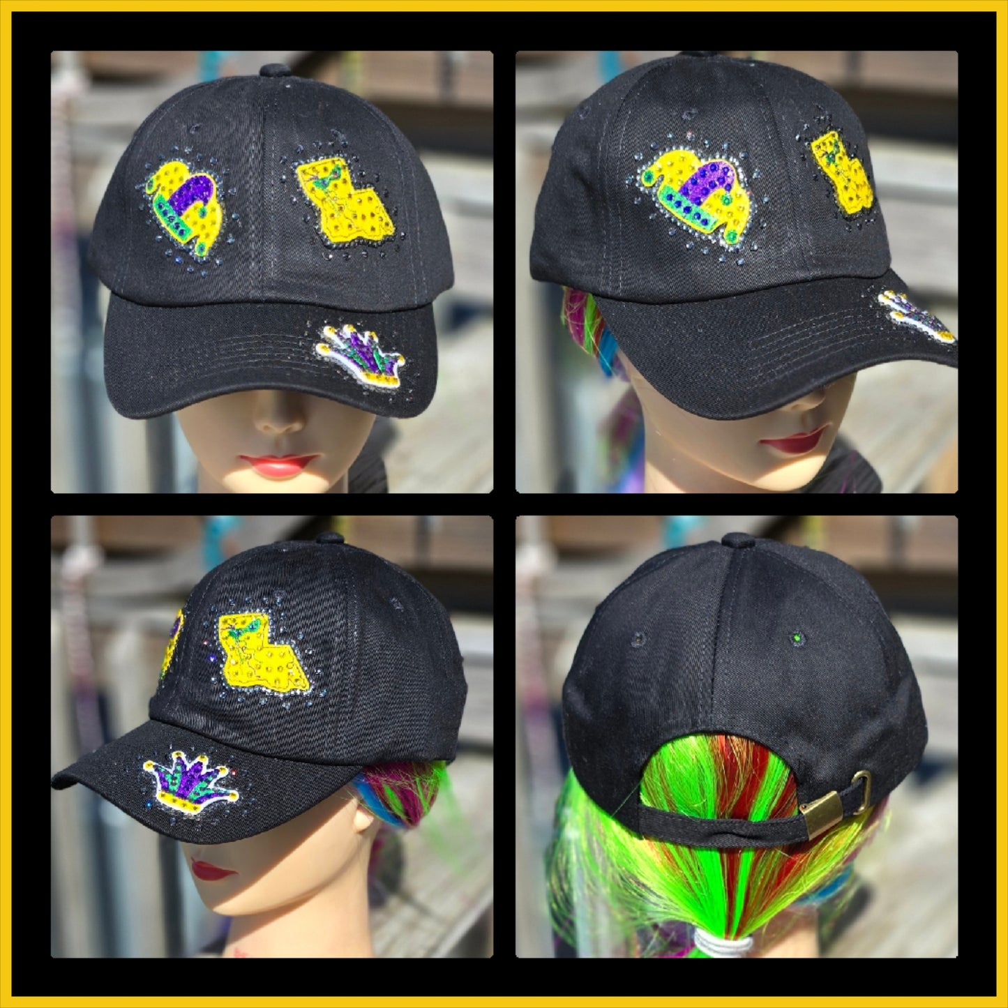 Black Mardi Gras BLING Hat