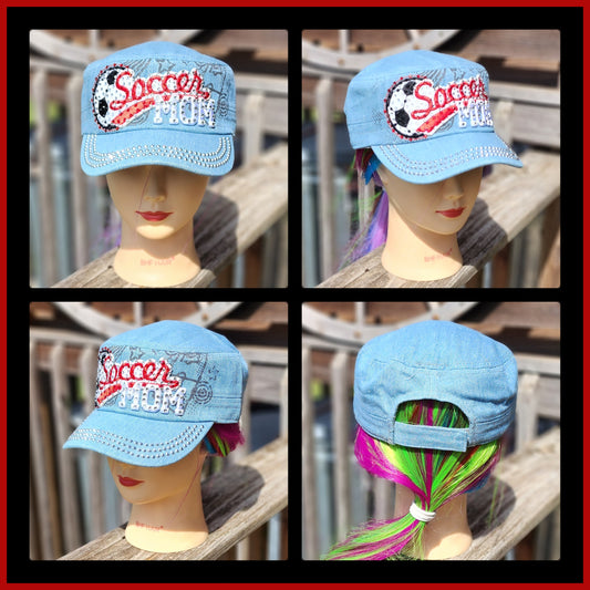 Blue Denim Soccer Mom BLING Hat