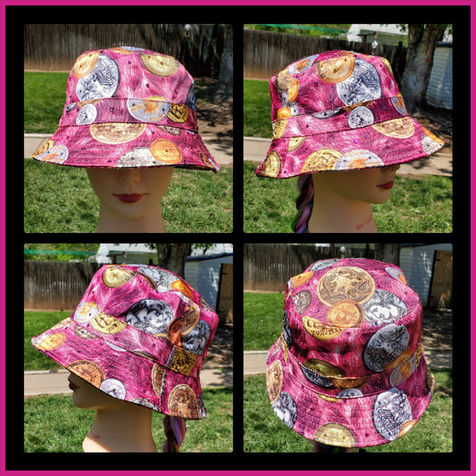 Pink Coins Bucket BLING Hat