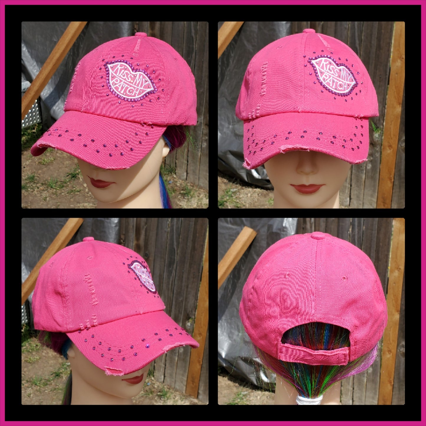 Pink Kiss My Patch BLING Hat