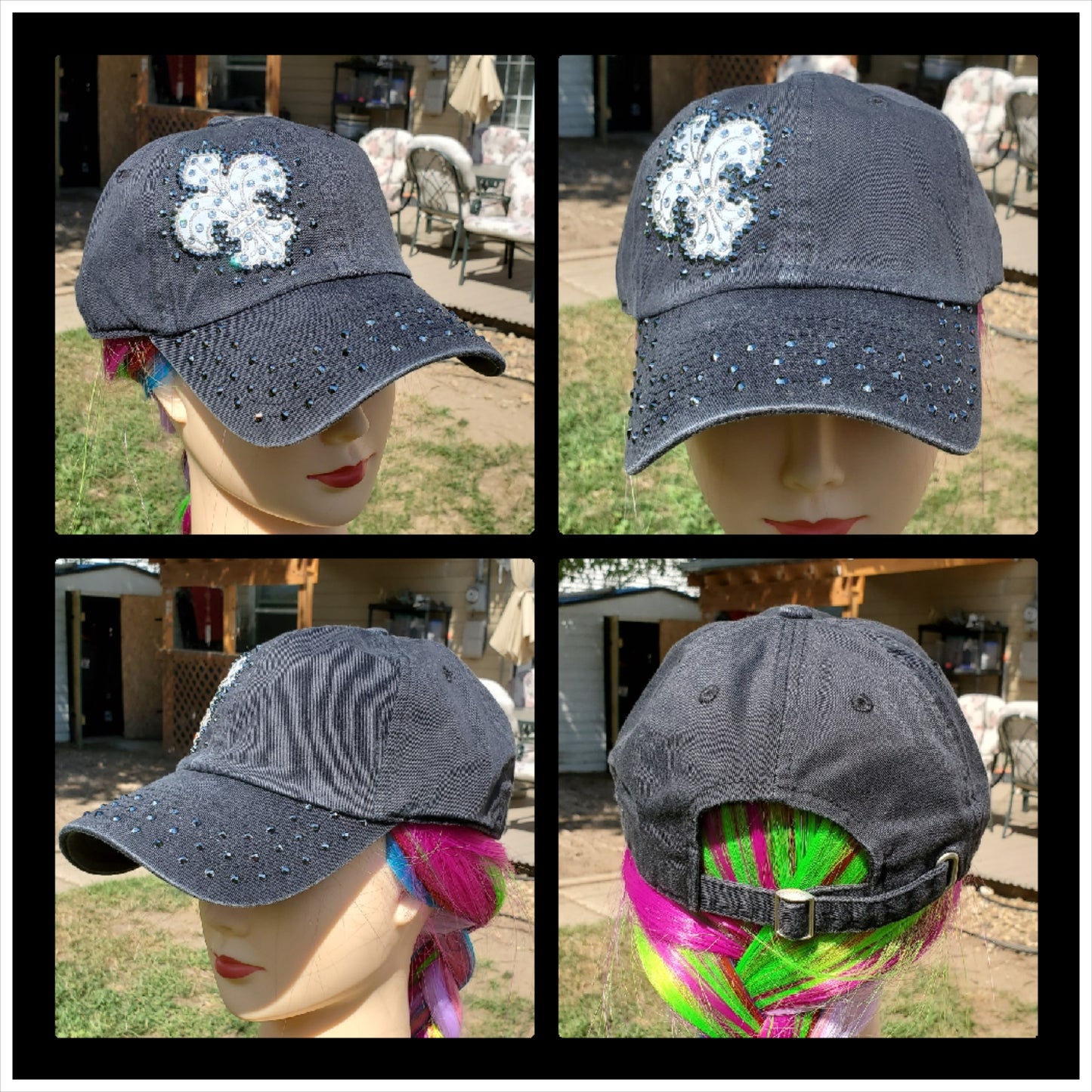 Black & White FGleur-De-Lis BLING Hat