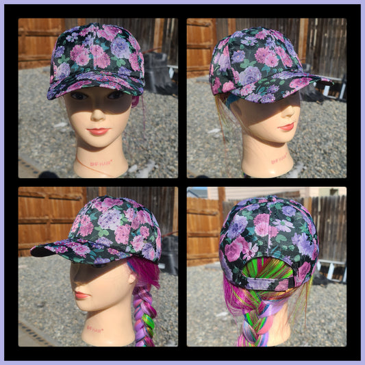 Black Flower BLING Hat